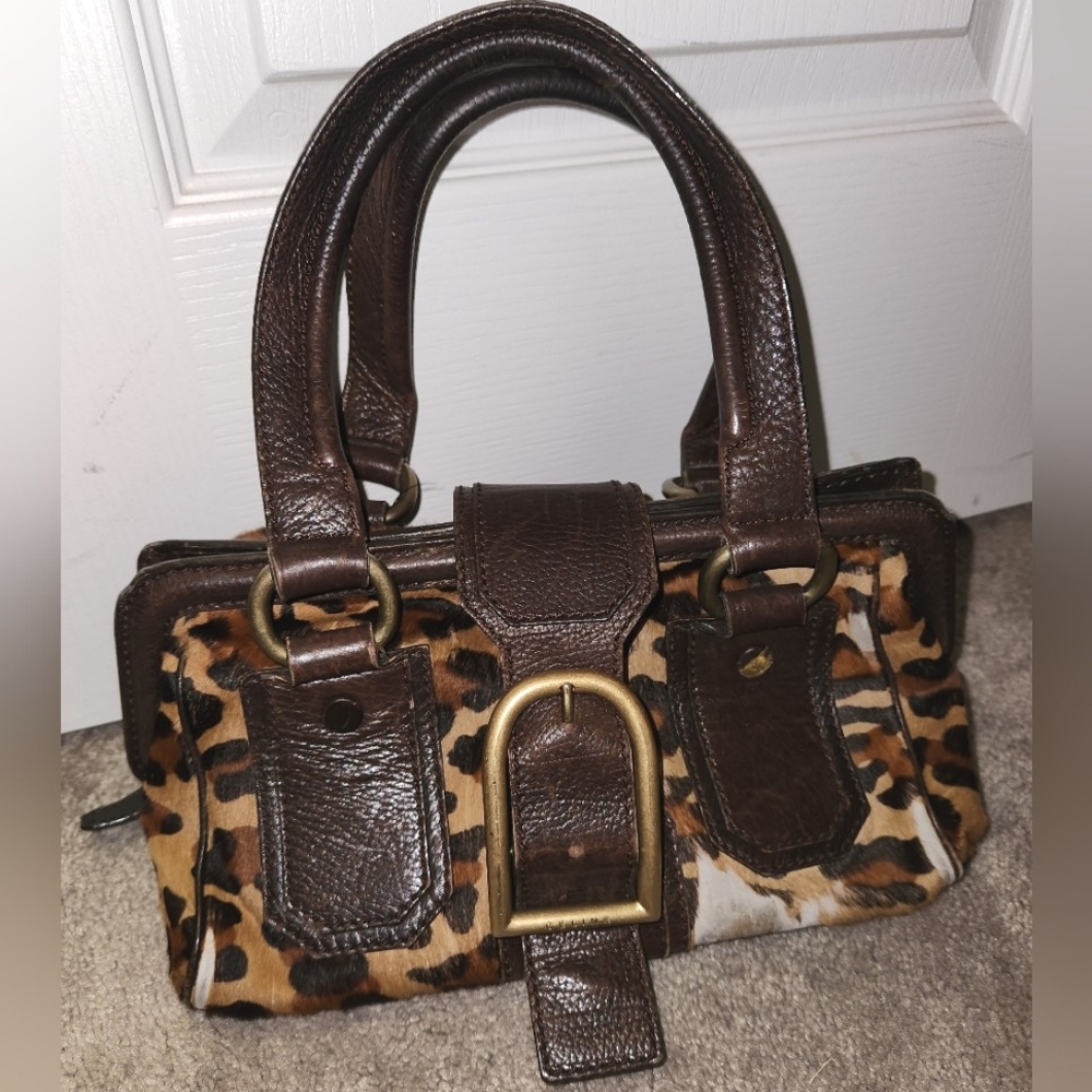 Celine Ella Leather Boogie Bag with Leopard Print Pony Hair